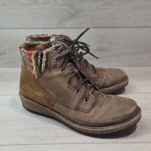 Aetrex Women Jolie Ankle Leather Wedge Boots shoes sz 38/7.5-8